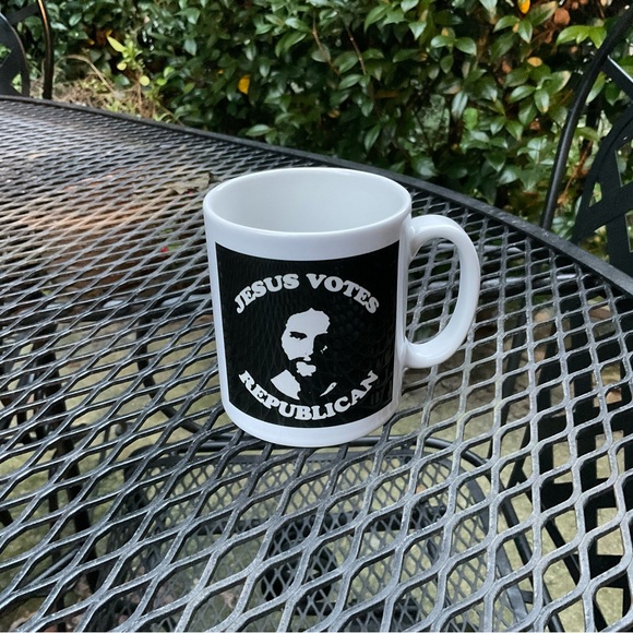 🐘🕊”Jesus Votes Republican” Black & White Ceramic Coffee Mug! - Picture 7 of 9